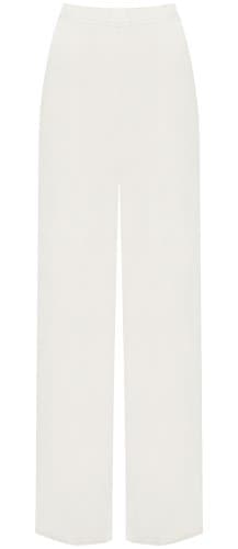 Image of WearAll Plus Size Womens Plain Palazzo Wide Leg Flared Ladies Trousers Pants - Cream - 24-26