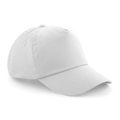 Image of Youngly® Kids 5 Panel Button Baseball Cap Boys Girls School Pre-Curved Adjustable Cotton Outdoor Summer Sun Hat White