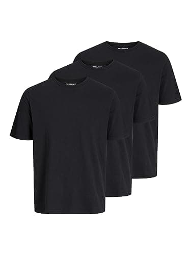 Image of JACK & JONES Mens 3 Pack Short Sleeve T-Shirt Black XL