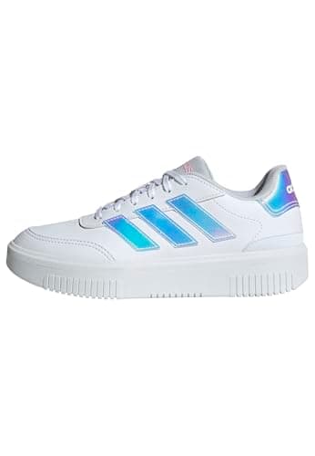 Image of adidas Women's COURTBLOCK Shoes, FTWR White/FTWR White/Clear Pink, 7 UK