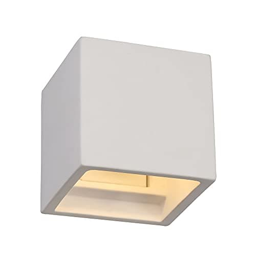 Image of LITECRAFT Visconte Camille Up & Down Paintable Plaster Square Wall Light - White