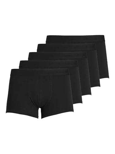 Image of Jack & Jones Men's Jactone in Tone Trunks 5 Pack Boxer shorts, Black, S UK