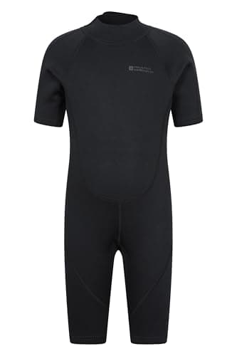Image of Mountain Warehouse Kids Shorty Wetsuit - 2.5mm Thickness, Flat Seams, Easy Glide Zip Children's Wetsuit, Neoprene, Adjustable Neck Closure - Spring Summer, Swim Black (Kids) Teen Size 13 Years
