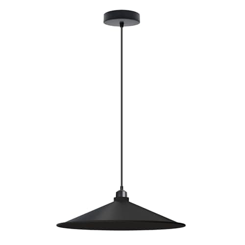 Image of LEDSone Single Head Metal Retro Vintage Style Ceiling Flat Cone Shade Hanging Pendant Lamp with E27 Adjustable Hanging Pendant Light (Black Without Bulb)