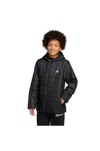 Image of adidas Unisex Kids ESSENTIALS LIGHT PADDED JACKET, black/REFLECTIVE SILVER, 11-12 Years