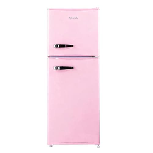 Image of ASCOLI 120L Freestanding Retro Fridge, 88L/32L, Direct Cooling, Mechanical Control, Metal Handle, Adjustable Tempered Glass Shelves, Led Light