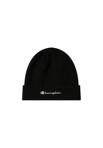 Image of Champion Unisex Lifestyle Caps (806064) - Recycled Acrylic Knitted Yarn Embroidered Script Logo Beanie Hat, Black (KK001)