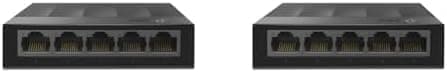 Image of TP-Link LS1005G 5-Port Desktop/Wallmount Gigabit Ethernet Switch/Hub, Network Splitter, Plug and Play, Plastic Case, Black (Pack of 2)