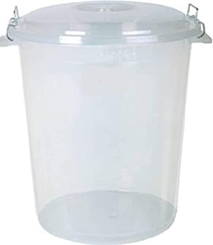 Image of Srendi® 50L Hygienic Plastic Bin/Waterproof/Rodent Proof/Ideal for Outdoor/Animal Feed/Food/Storage/Flour Locking Lid (Clear)