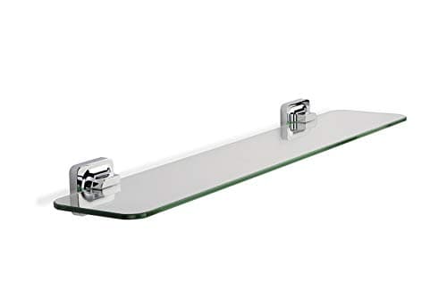 Image of Croydex Flexi-Fix Easy to Fit Shoreditch Glass Shelf with Zinc Alloy Construction, Chrome