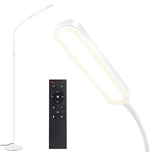 Image of OUTON LED Floor Lamp 15W 1500LM, Dimmable Adjustable Modern Standing Lamp with 4 Color Temperature, Remote & Touch Control, 1 Hour Timer for Reading Living Room Bedroom Office Sewing (White)