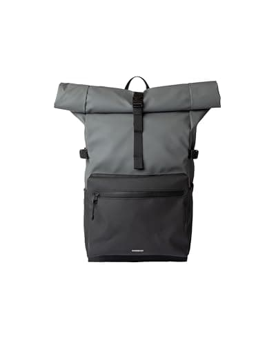 Image of Sandqvist Stream Rolltop Backpack 16”, 34L, Black & Grey, Waterproof Laptop Backpack, 16" Laptop Compartment, Recycled Materials