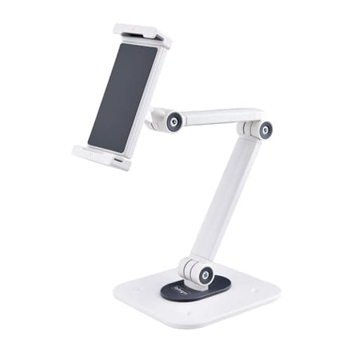 Image of StarTech.com Adjustable Tablet Stand for Desk - Wall Mountable - Capacity 2.2lb (1kg) - Ergonomic Articulating Universal Tablet Stand - Tablet Holder for Desk Pivot/Swivel/Rotate (ADJ-TABLET-STAND-W)