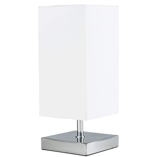 Image of MiniSun | Modern Square Polished Chrome Touch Table Lamp with a White Shade | Table Lamps, Home Décor & Improvement Essential