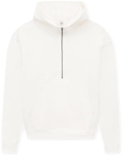 Image of Organic Half Zip Hoodie: Womens - Sueded Off White - S