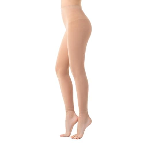 Image of MANZI Footless Dance Tights for Women Professional Ballet Pantyhose in Light Suntan One Pairs L-XL
