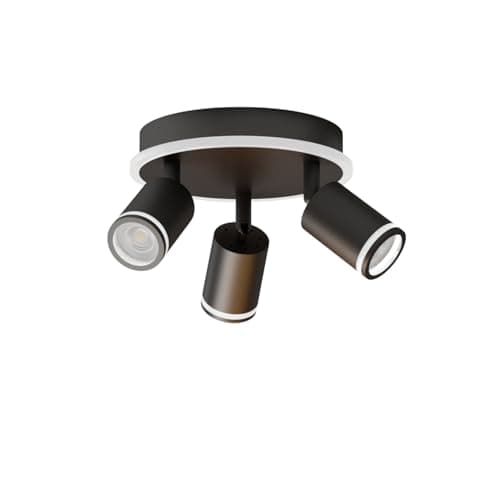 Image of LVWIT Kitchen Lights Ceiling,3 Way Spot Light,Bedroom Lights Ceiling with GU10,Adjustable Black Kitchen Light Ceiling,Spotlight Bar Lighting(NO Bulbs)