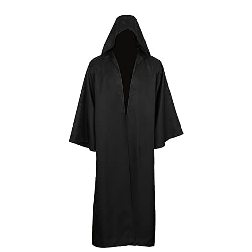 Image of kinstell Uniform Hooded Robe Knight Suits Black Tunic Uniform Full Halloween Darth Hooded Robe Cloak Cosplay Costume