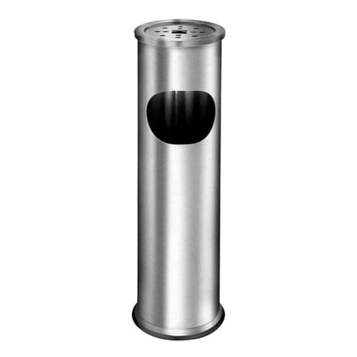 Image of Taylor & Brown 2-In-1 Free Standing Stainless Steel Ash Tray Portable Outdoor Rubbish Waste Bin Dust Cigarette Butt Receptacle Disposal Ashtray Stand H56 x D15.5cm