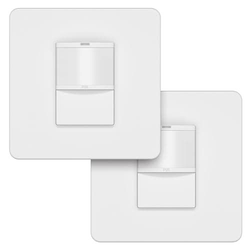 Image of LIDER PIR Motion Sensor Light Switch, Occupancy/Vacancy Modes, 230V, No Earth No Neutral, Adjustable Time Delay, UKCA Certified, White, 2-Pack (Use a 35mm-deep back box)