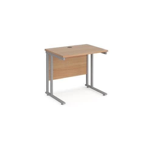 Image of Office Monster Cooper straight desk 800mm x 600mm - silver cantilever leg frame, beech top