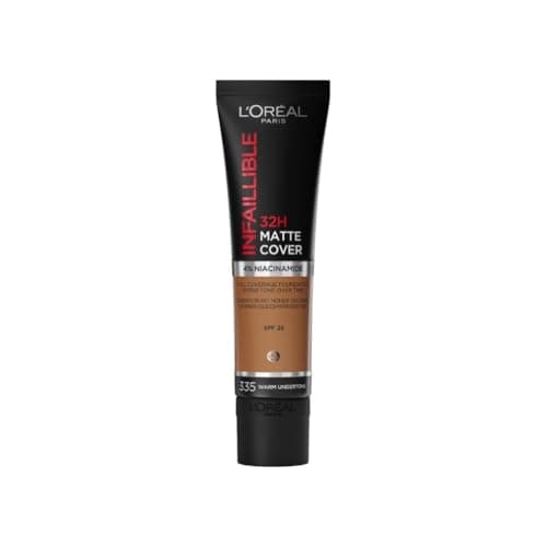 Image of L'Oreal Paris Cover Liquid Foundation, With 4% Niacinamide, Long Lasting, Natural Finish, Available in 20 Shades, SPF 25, Infallible 32H Matte Cover, Shade 335, 30ml