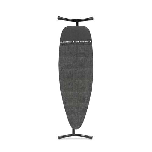 Image of Brabantia Ironing Board D, 135x45cm - Denim Black | 100% Fairtrade Cotton | XL Ironing Board & Wide Surface | Heat Resistant Zone for Steam Generators | Foldable Iron Table & Sit-Down Use