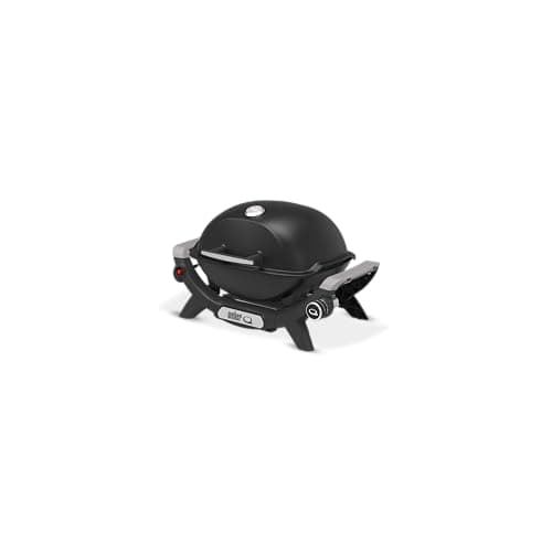 Image of Weber Q 1100N Gas Barbecue/Portable Lightweight Grill for Camping, Patios and Balconies with High Efficiency Burner, Porcelain-Enamelled Cast Iron Grates and Electronic Ignition, Midnight Black
