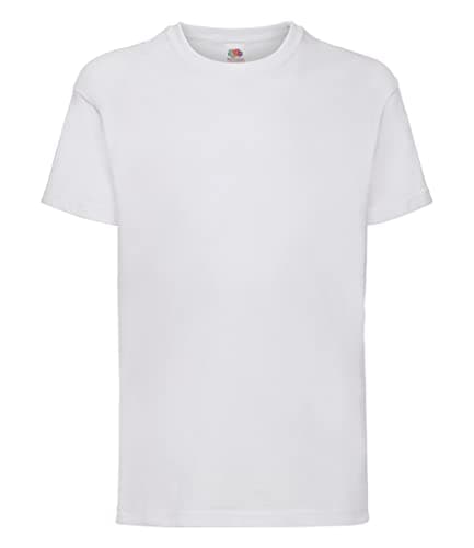 Image of Fruit of the Loom Unisex Kids Original Crew Neck Short Sleeve T-Shirt, White (weiß), 7-8 Years (Manufacturer Size: 128)