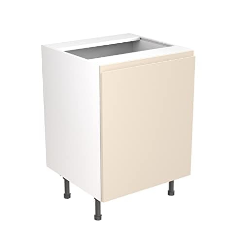 Image of Kitchen Kit Flatpack Base Cabinet - Screwless Quick Build Kitchen Unit - J-Pull Door - Base Unit - Sink/Hob - 600x870mm - Cashmere Matt