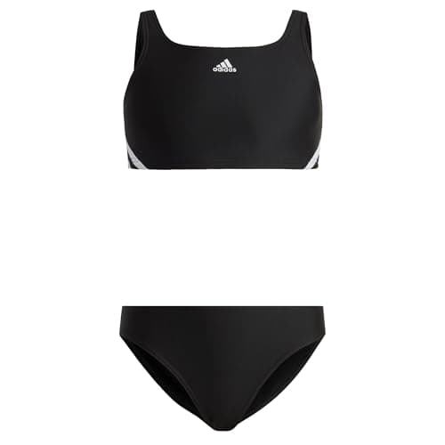 Image of adidas Girl's 3-Stripes Bikini, Black/White, 5-6 Years