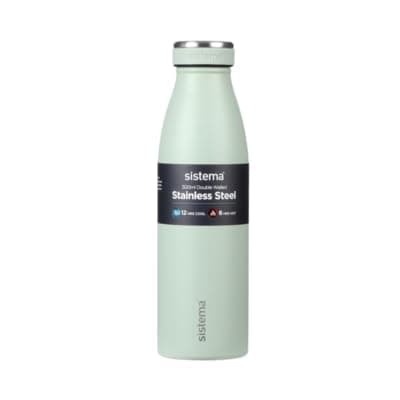 Image of Sistema Hydrate Stainless Steel Water Bottle | 500 ml Leak-Proof Reusable Water Bottle | BPA & Phthalate Free | Double Wall Vacuum Insulation | Keeps Cold for 12 hrsHot for 6 hrs | Assorted Colours