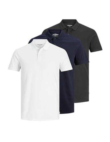 Image of JACK & JONES Mens Pack Basic Polo Short Sleeve Navy Blazer L