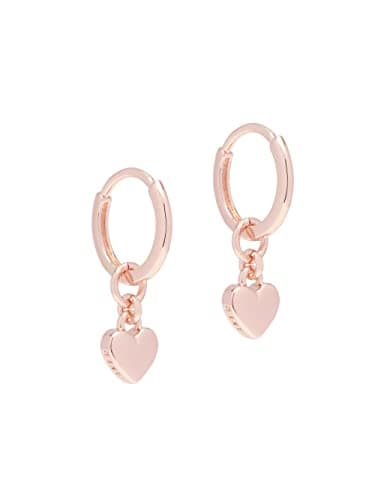 Image of Ted Baker Harrye Tiny Heart Huggie Hoop Earrings For Women (Rose Gold)