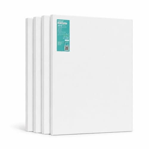Image of Exerz 50x60cm Pre-Stretched Canvas 4pk - 1.7cm Artist Framed Canvas Blank/ 280GSM 100% Cotton/Triple Primed/Acid Free/Medium Grain/Professional Artist Acrylic Paint, Oil Paint