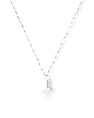 Image of HANLI Silver Initial Necklaces for Women Teen Teenage Girls – S925 Sterling Silver Letter I Initials Name Personalised Necklace Dainty Cute Trendy Girls Birthday Christmas Gifts Jewellery