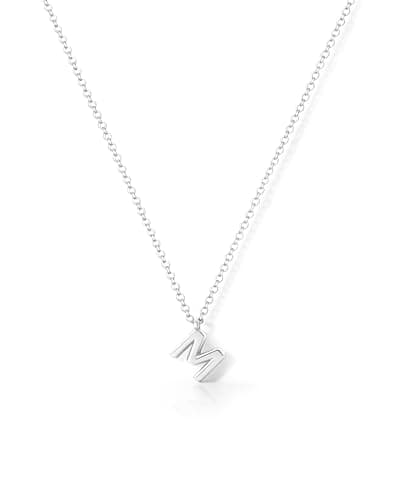 Image of HANLI Silver Initial Necklaces for Women Teen Teenage Girls – S925 Sterling Silver Letter M Initials Name Personalised Necklace Dainty Cute Trendy Girls Birthday Christmas Gifts Jewellery
