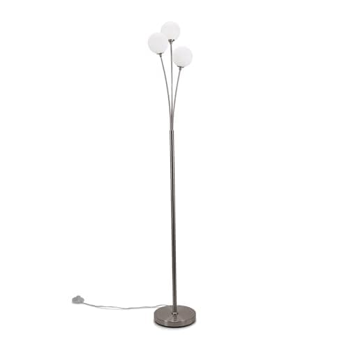 Image of ValueLights | Silver Chrome 3 Way Triple Stem Floor Lamp with White Frosted Glass Globe Shades Light | Floor Lamps & Torchieres, Home Décor & Improvement Essential | Includes Bulb