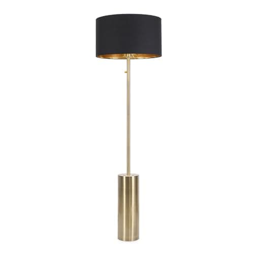 Image of ValueLights | Antique Brass Single Stem Rotary Dimmer Switch Floor Lamp with Black/Gold Shade | Floor Lamps & Torchieres, Home Décor & Improvement Essential | Includes Bulb
