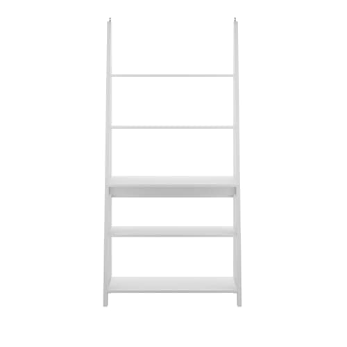 Image of LPD Home Tiva Ladder Desk | Modern Ladder-Style Desk with 3 Shelves | Space-Saving Storage & Display Unit | Stylish Home Office & Media Furniture (White)