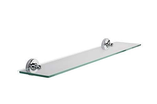 Image of Croydex Glue-Fix Worcester Glass Shelf, Easy Fit No Drilling To Tools, Chrome