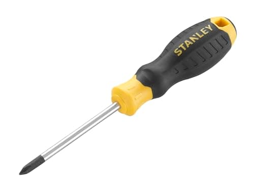 Image of Stanley Cushion Grip™ Screwdriver Phillips Tip PH1 x 75mm, Made from high-Strength, Chrome Vanadium Steel with Strong Magnetic Black Oxide tip