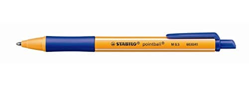 Image of Stabilo Pack of 5 Retractable Pointball Ballpoint Pens, 0.5mm Nib, Blue