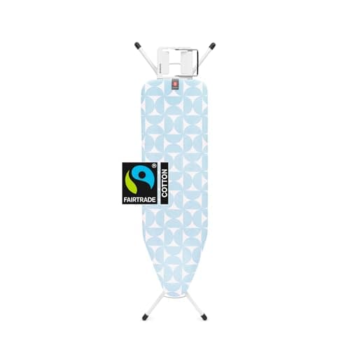 Image of Brabantia - Ironing Board B - with Steam Iron Rest - Medium & Foldable - Adjustable Height - Non-Slip Feet Cotton Cover - Child & Transport Lock - Fresh Breeze - 124 x 38 cm