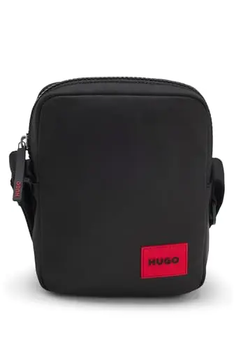 Image of HUGO Mens Ethon 2.0N NS zip Reporter bag with red logo label Size One Size