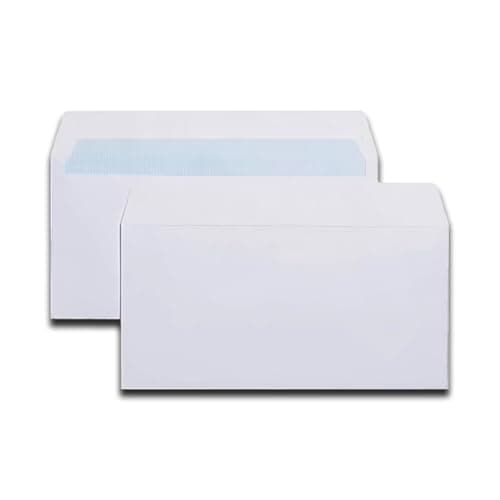 Image of Indigo® Classic Strong DL White Envelopes - Peel & Seal, 100GSM, Eco-Friendly, 110x220mm (Pack of 500)