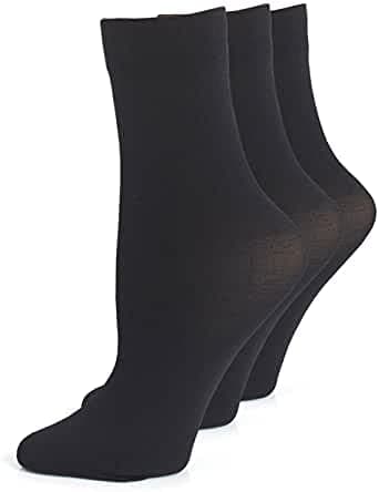 Image of Mytoptrendz® Ladies Soft Opaque Ankle Anklets High Socks Pack of 3 pair (Black) 40D