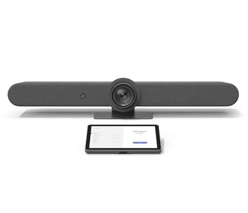 Image of Logitech Rally Bar All-in-One Conference Camera with TAP Touch Controller + CAT5e Kit – 4K UHD PTZ Camera, 15x Zoom, Stereo Speakers, 6 Microphones, 10.1” Display, Oleophobic, Graphite (Renewed)