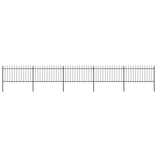 Image of vidaXL Garden Fence Spear 8.5x1m Outdoor Panels Barrier Border Decorative Landscape Privacy Edges Black Steel Rust-Resistant Metal