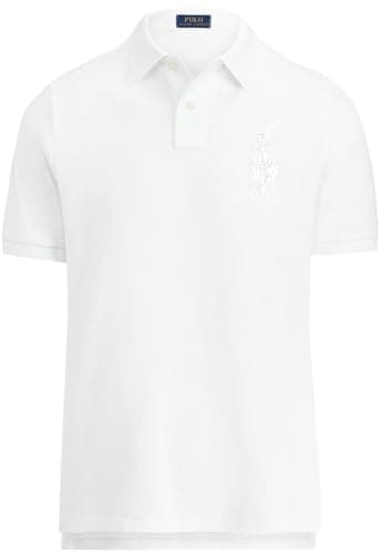 Image of POLO RALPH LAUREN Men's Big Pony Classic Fit Mesh Polo Shirt, Polo White (Custom-slim Fit), XL
